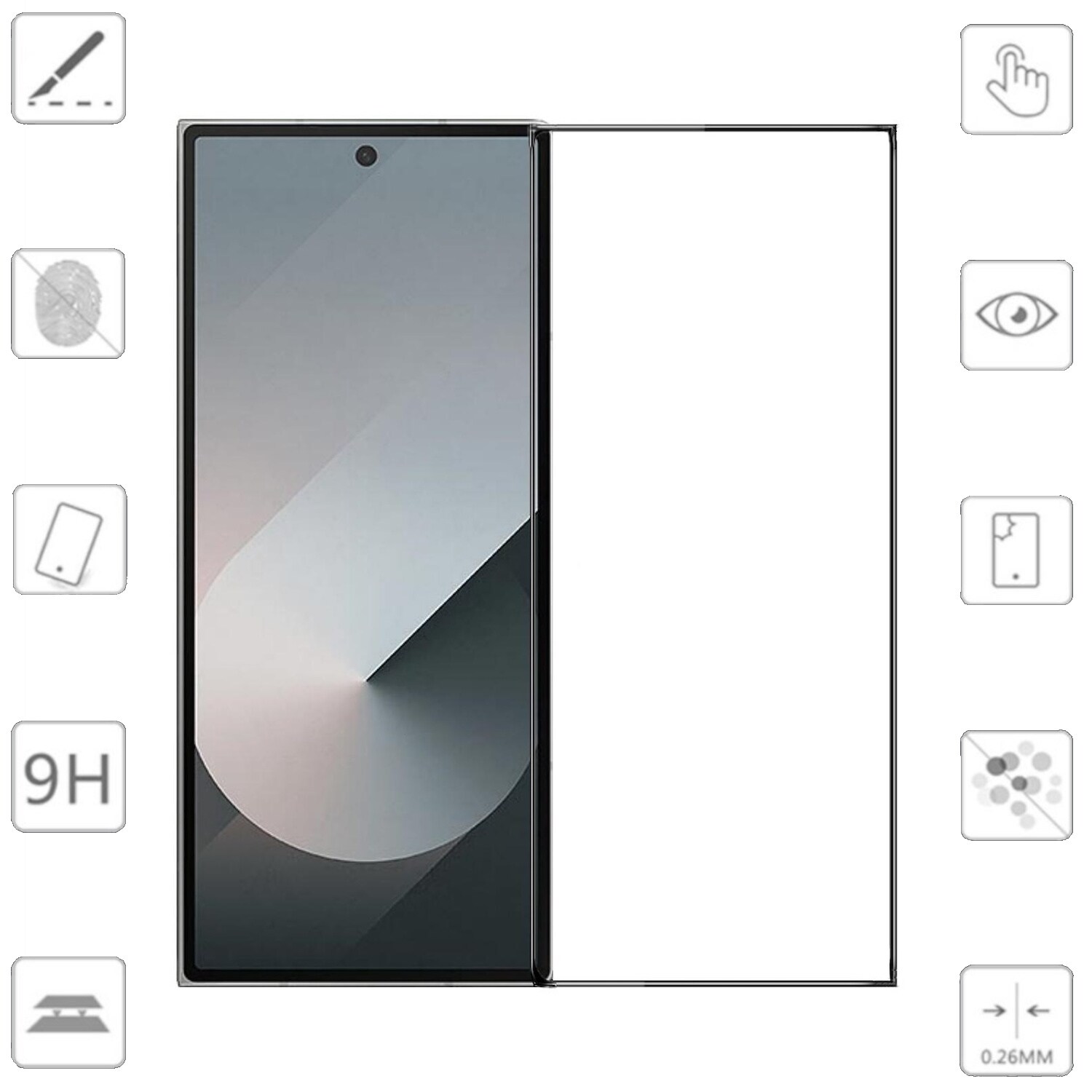 F&uuml;r Samsung Galaxy Z Fold7 5G 1x 3D Premium Full 9H 0,3 mm Hart Glas 