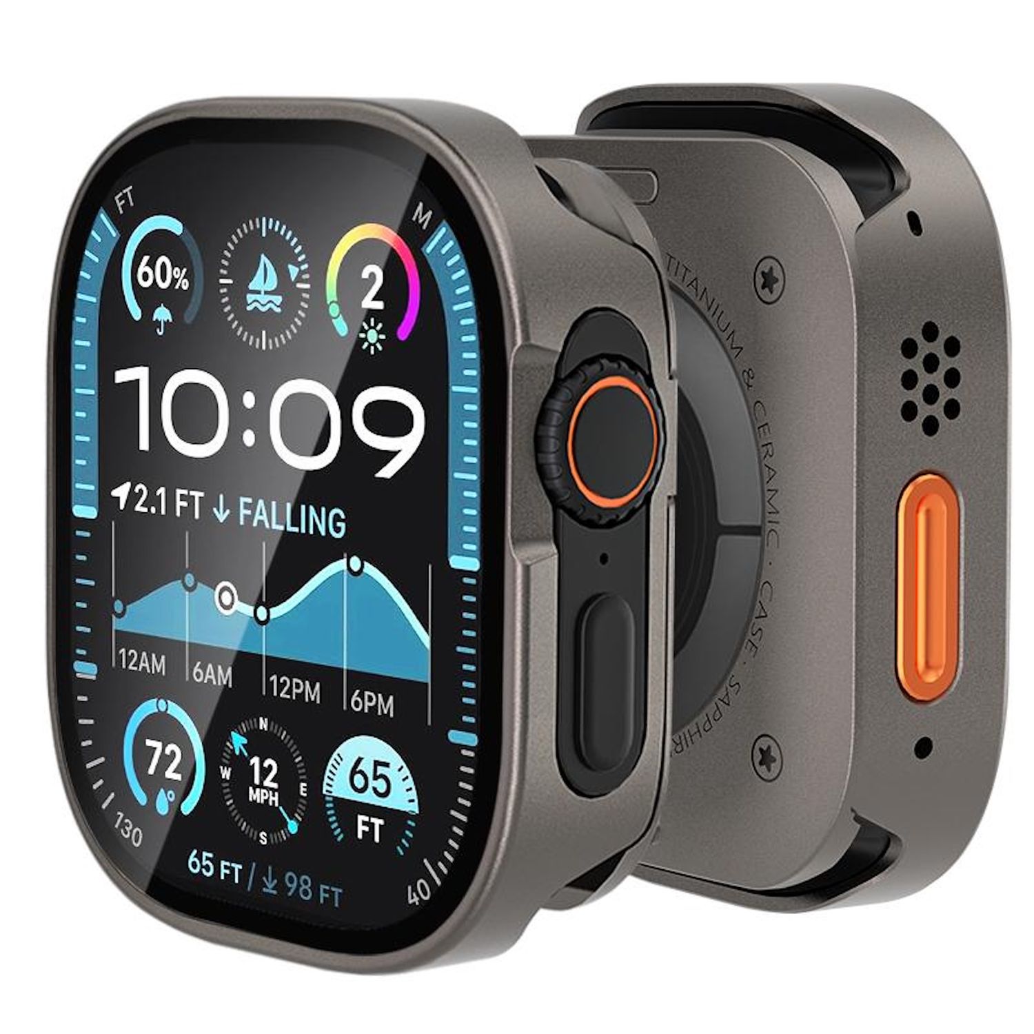 F&uuml;r Apple Watch Ultra 2 / 1 49mm Aluminium H&uuml;lle + 9H Hart Glas Titan 