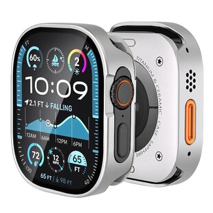 Für Apple Watch Ultra 2 / 1 49mm Aluminium Hülle + 9H Hart Glas Silber 