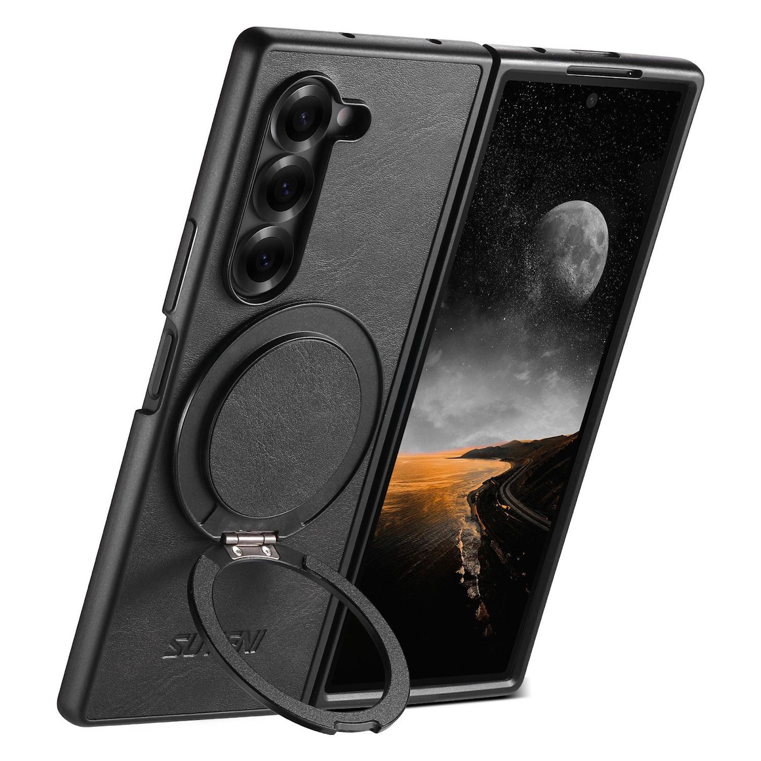 F&uuml;r Samsung Galaxy Z Fold7 Suteni MagSafe 360 Grad Ring H&uuml;lle Schwarz 