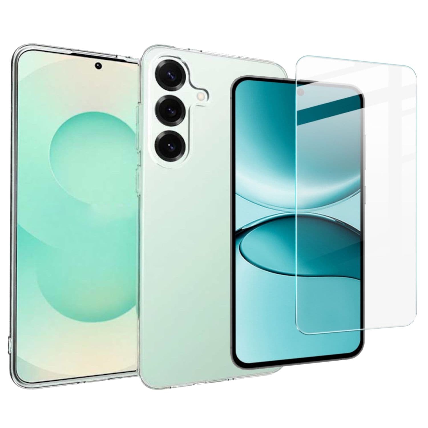 F&uuml;r Samsung Galaxy S25 FE Silikon TPU H&uuml;lle Transparent + Hart Glas 