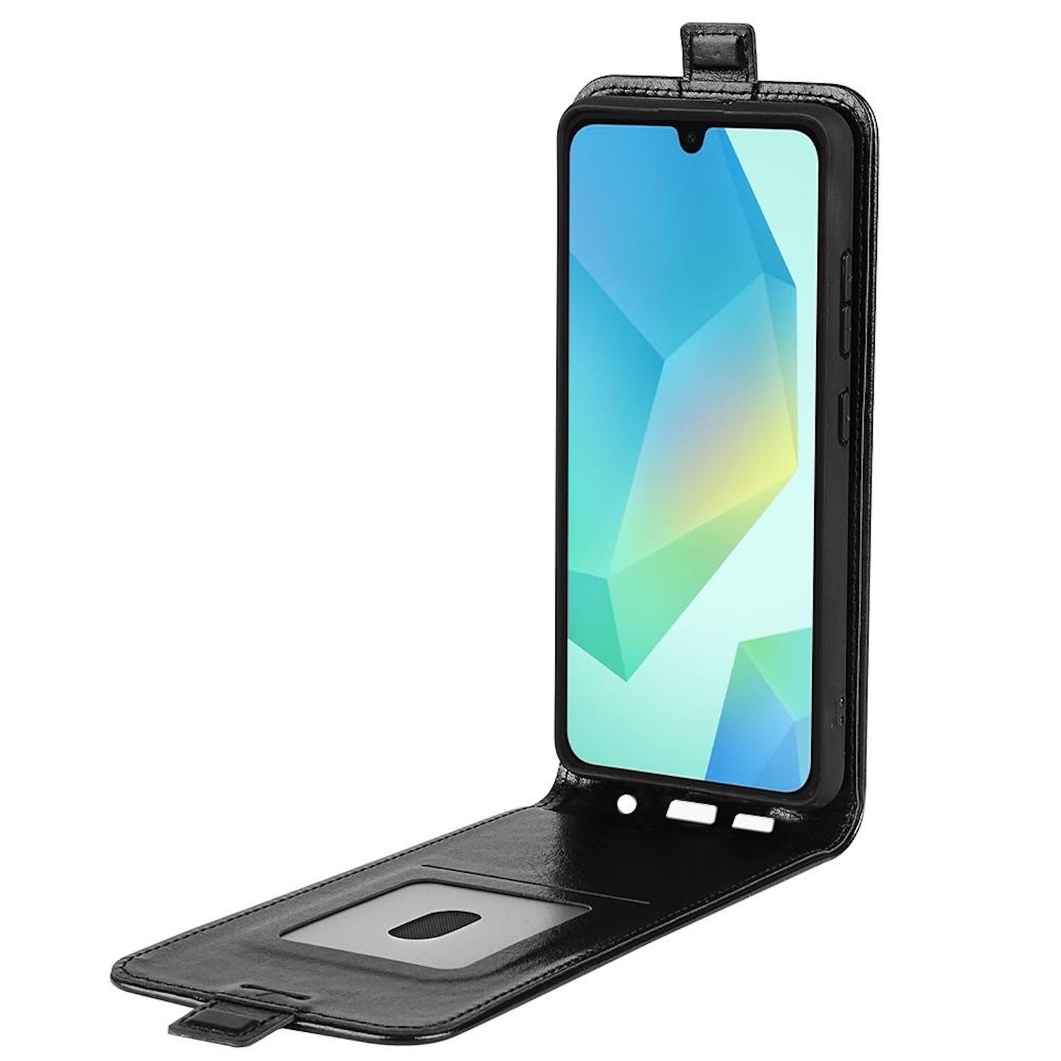 F&uuml;r Samsung Galaxy A17 5G / 4G Kunstleder Flip Schutz H&uuml;lle Schwarz 