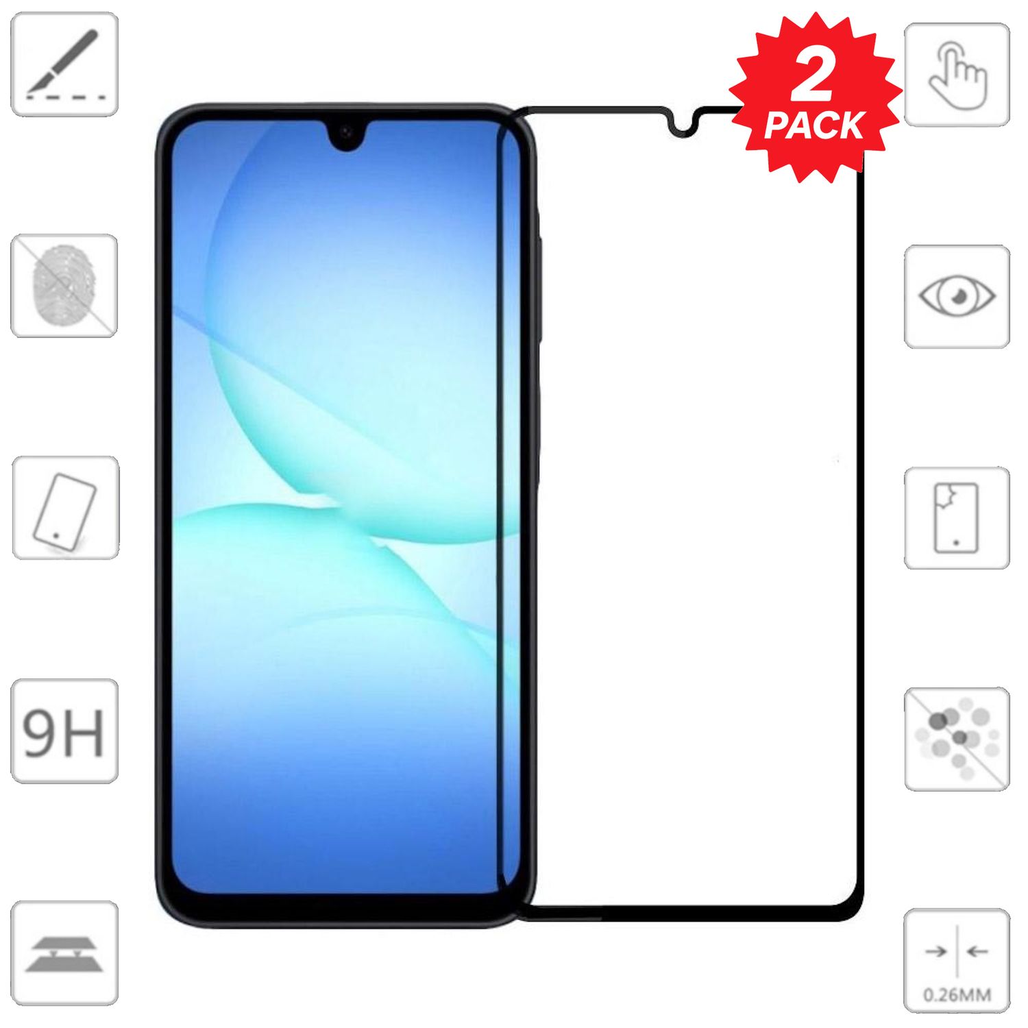 F&uuml;r Samsung Galaxy A17 5G / 4G 2x 3D Full 9H 0,3mm Hart Glas 