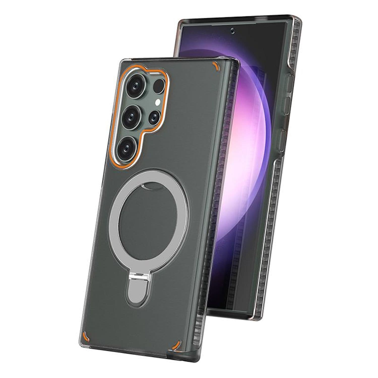 F&uuml;r Samsung Galaxy S25 Ultra 5G MagSafe Ringhalter H&uuml;lle Schwarz 