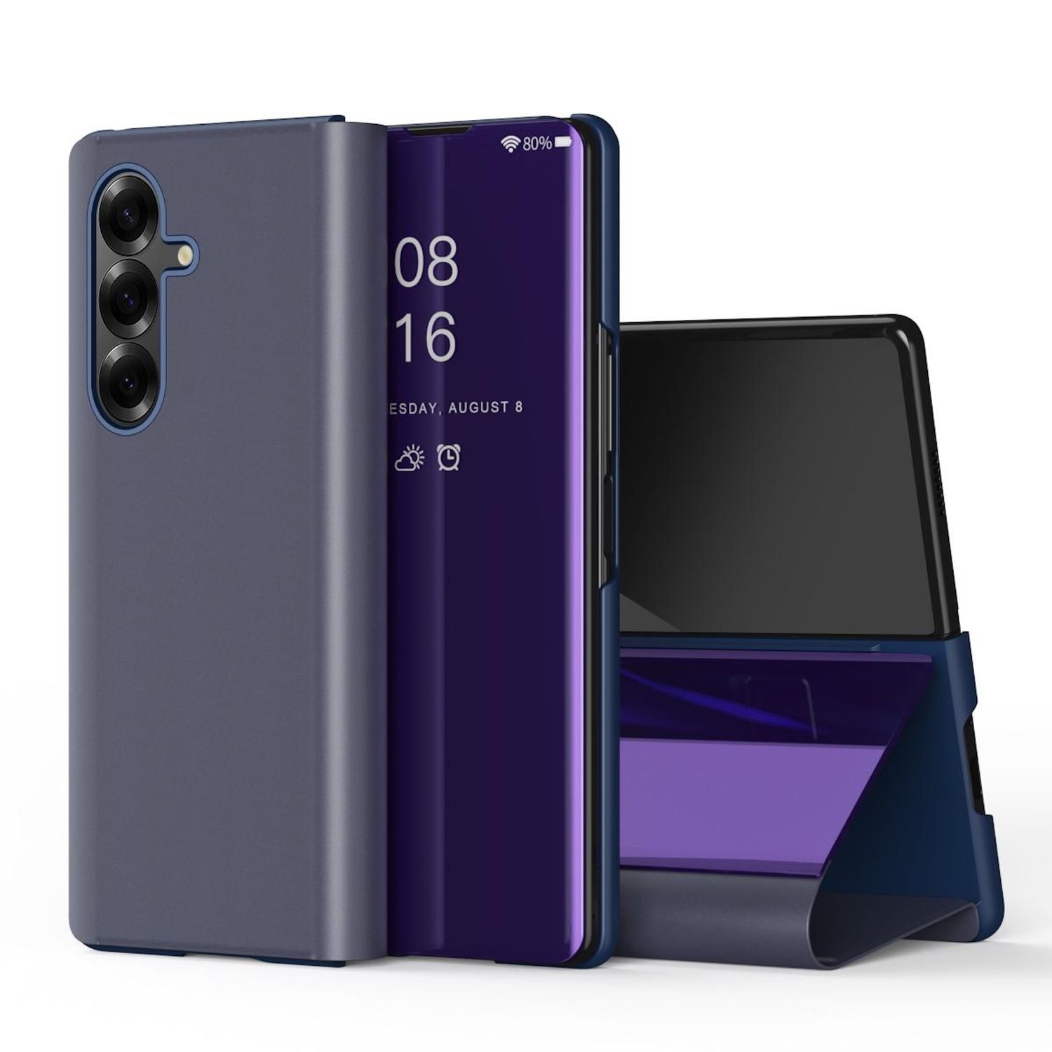F&uuml;r Samsung Galaxy Z Fold7 5G View Spiegel Wake UP Smart H&uuml;lle Lila 