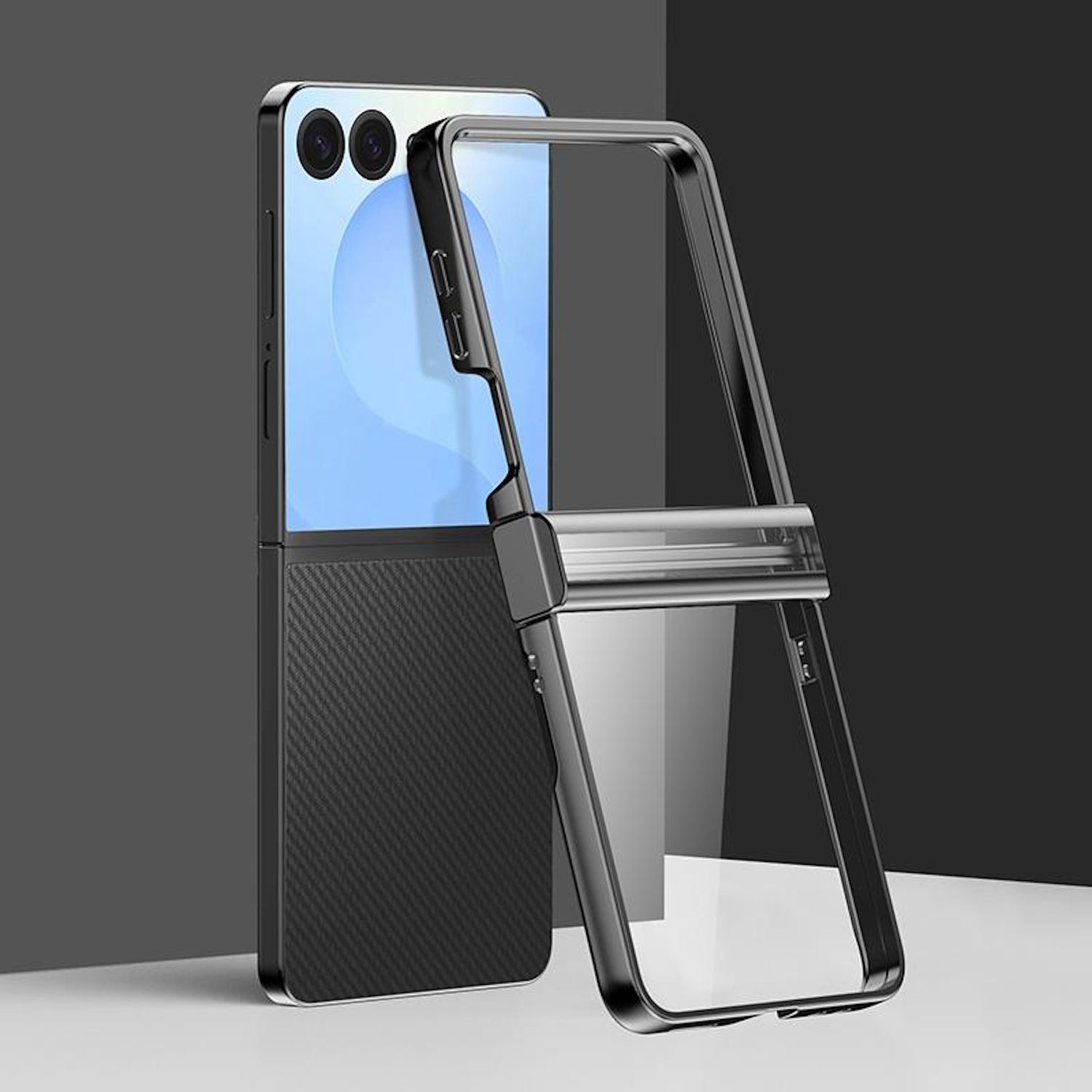 F&uuml;r Samsung Galaxy Z Flip7 6D Electroplated Kunststoff H&uuml;lle Schwarz 