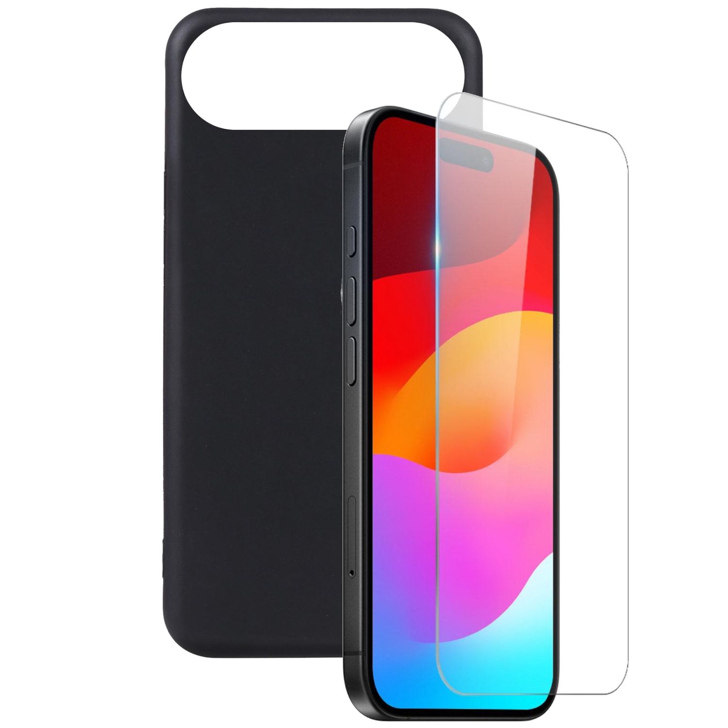 F&uuml;r Apple iPhone 17 Air Silikon TPU Handy H&uuml;lle Schwarz + 9H Hart Glas 