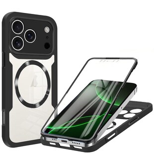 Für Apple iPhone 17 Pro Max MagSafe Ring Full Body TPU Hülle Schwarz 