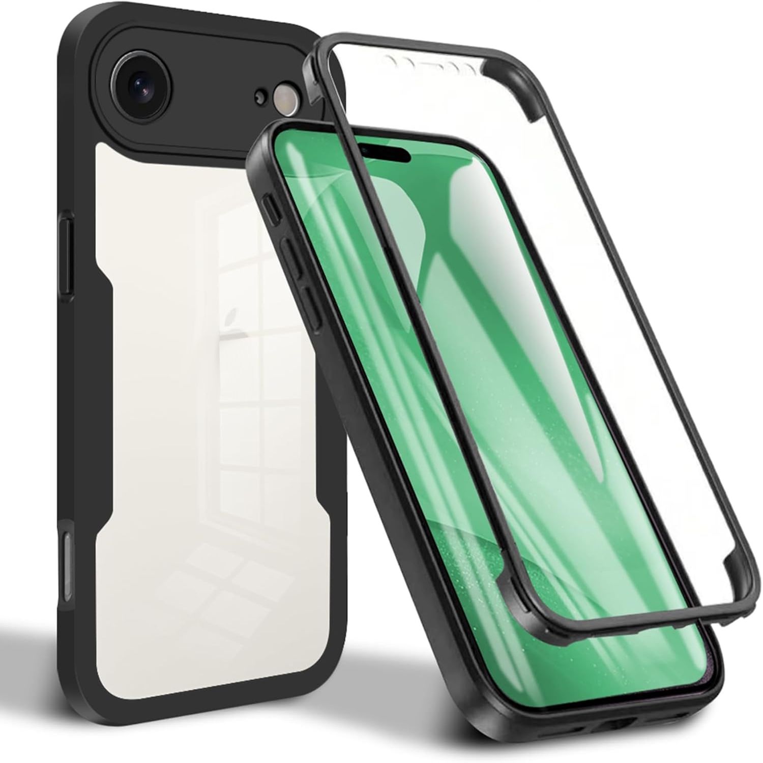 F&uuml;r Apple iPhone 17 Air Full Body 360 Grad Acryl TPU H&uuml;lle Schwarz 