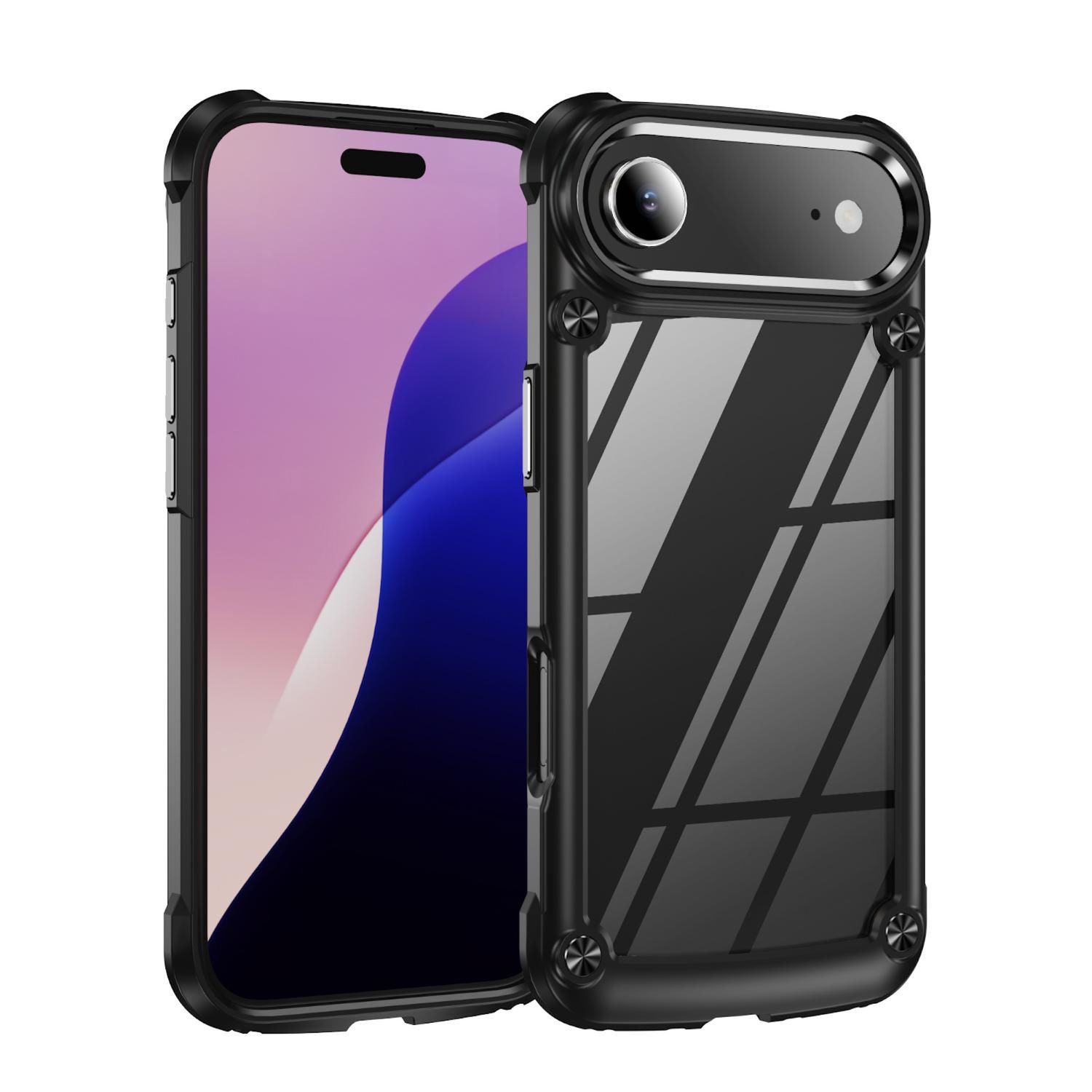 F&uuml;r Apple iPhone 17 Air TPU + PC H&uuml;lle mit Linsenschutz Cover Schwarz 