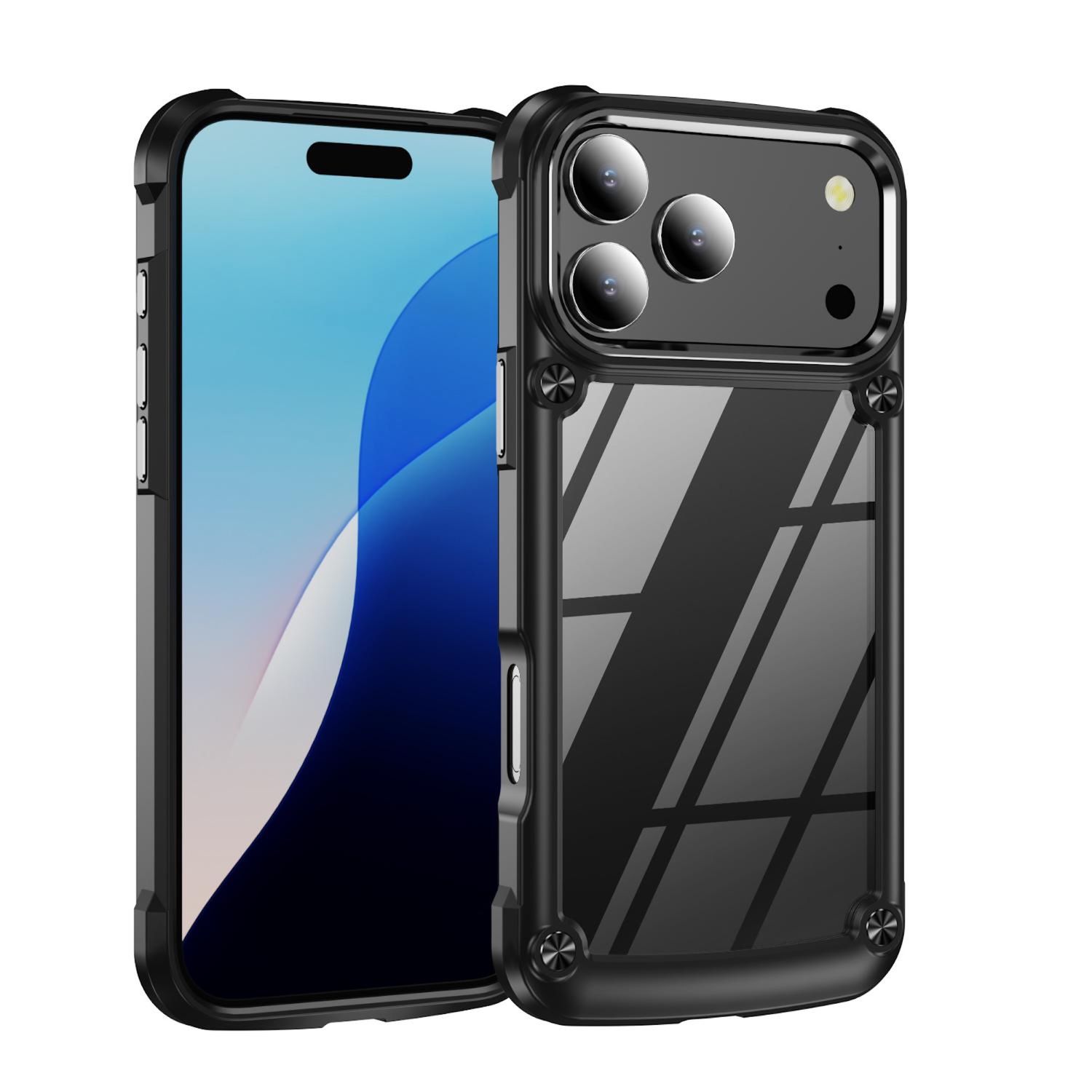 F&uuml;r Apple iPhone 17 Pro TPU + PC H&uuml;lle mit Linsenschutz Cover Schwarz 