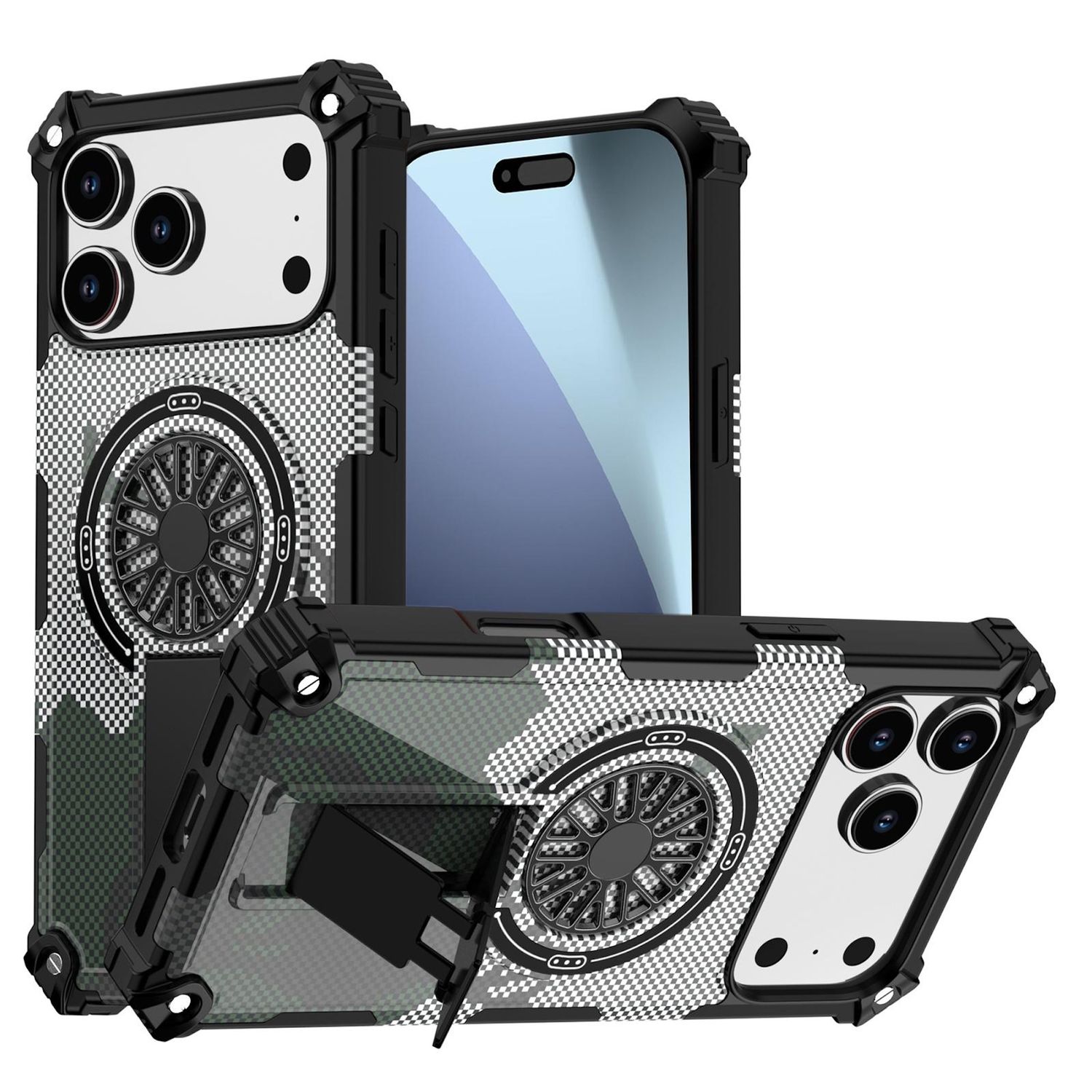 F&uuml;r Apple iPhone 17 Pro Max Camouflage MagSafe Ring Kickstand H&uuml;lle 