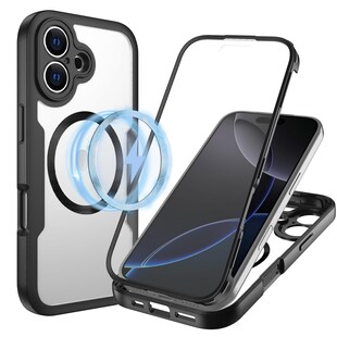 Für Apple iPhone 17 MagSafe Ring Full Body 360 Grad TPU Hülle Schwarz 