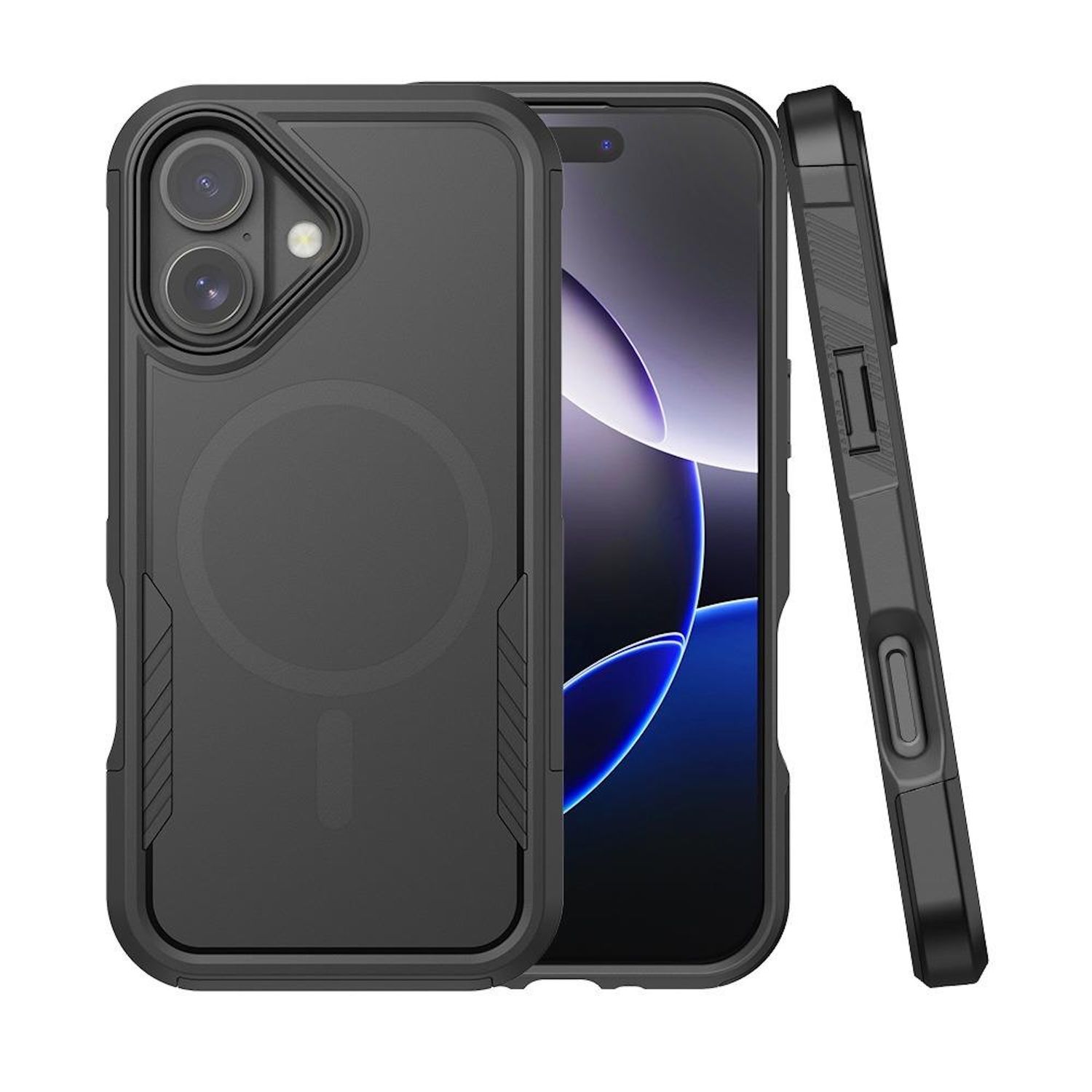 F&uuml;r Apple iPhone 17 Kalebol 2 in 1 Matte MagSafe Schutz H&uuml;lle Schwarz 