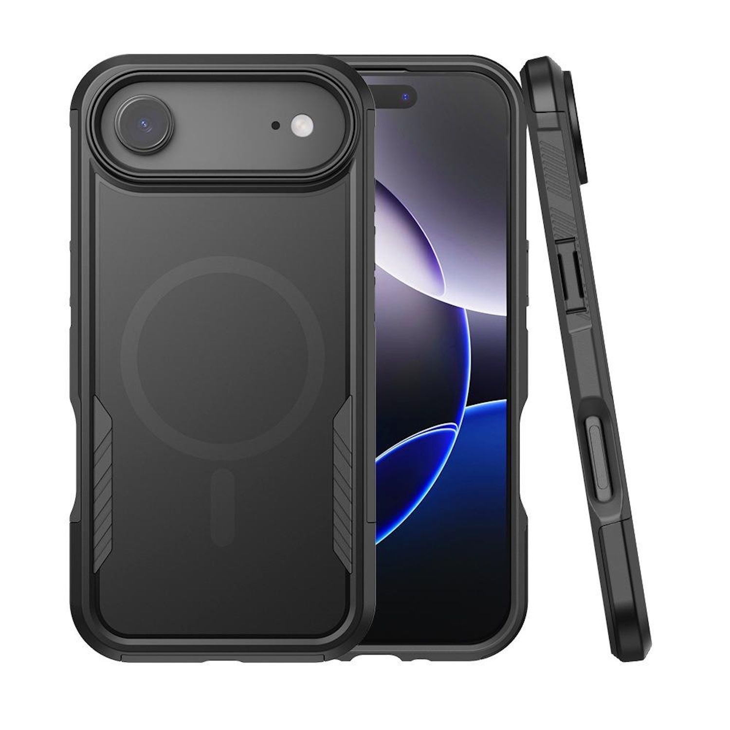 F&uuml;r Apple iPhone 17 Air Kalebol 2 in 1 Matte MagSafe H&uuml;lle Schwarz 