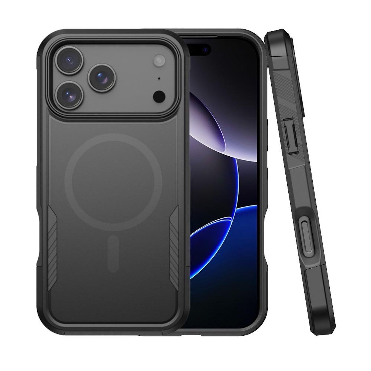 F&uuml;r Apple iPhone 17 Pro Kalebol 2 in 1 Matte MagSafe H&uuml;lle Schwarz 