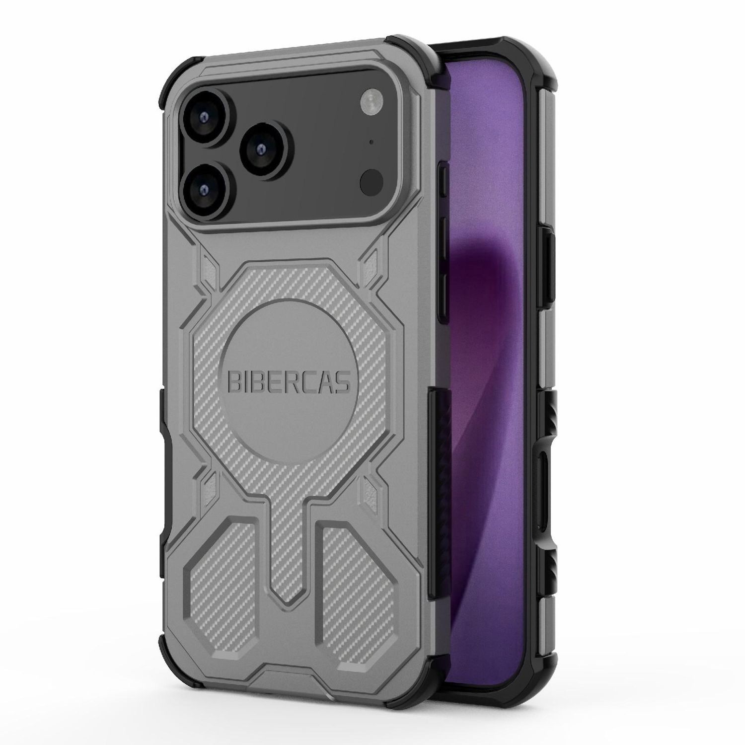 F&uuml;r Apple iPhone 17 Pro Max BIBERCAS Color Series MagSafe H&uuml;lle Grau 