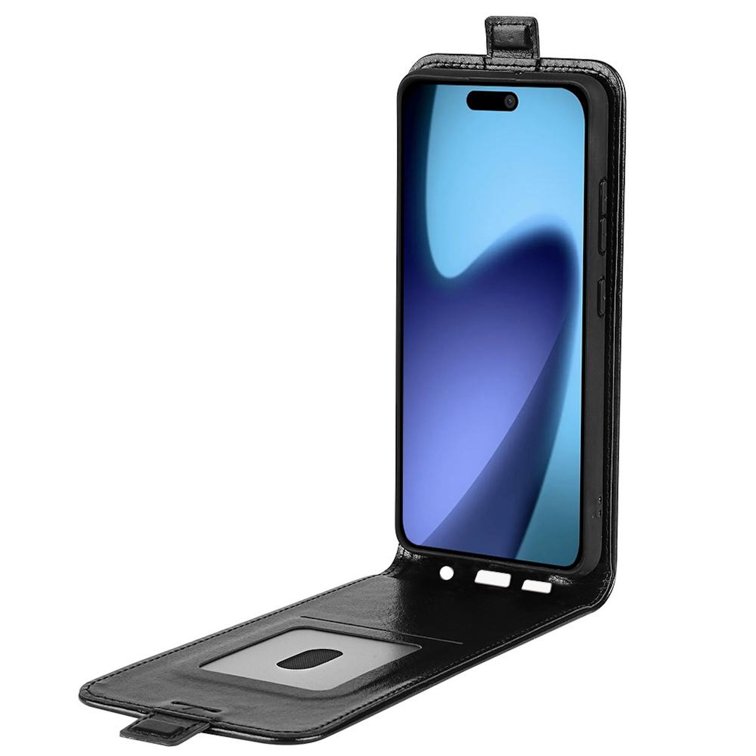 F&uuml;r Apple iPhone 17 Vertikale Kunstleder Flip Schutz H&uuml;lle Schwarz 