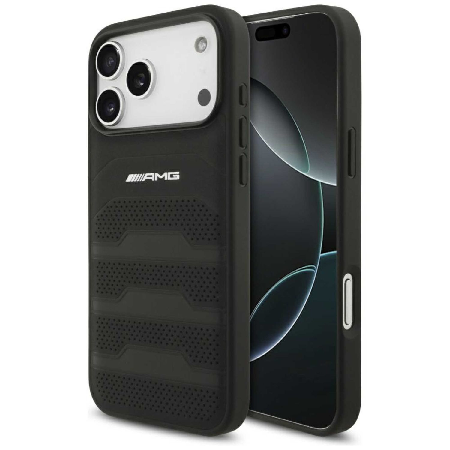 AMG Apple Debossed Lines Logo iPhone 17 Pro Max Schutzh&uuml;lle Schwarz 