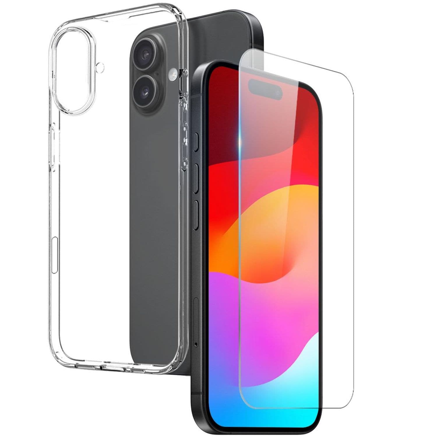F&uuml;r Apple iPhone 17 Silikon TPU H&uuml;lle Transparent + 9H Hart Glas 