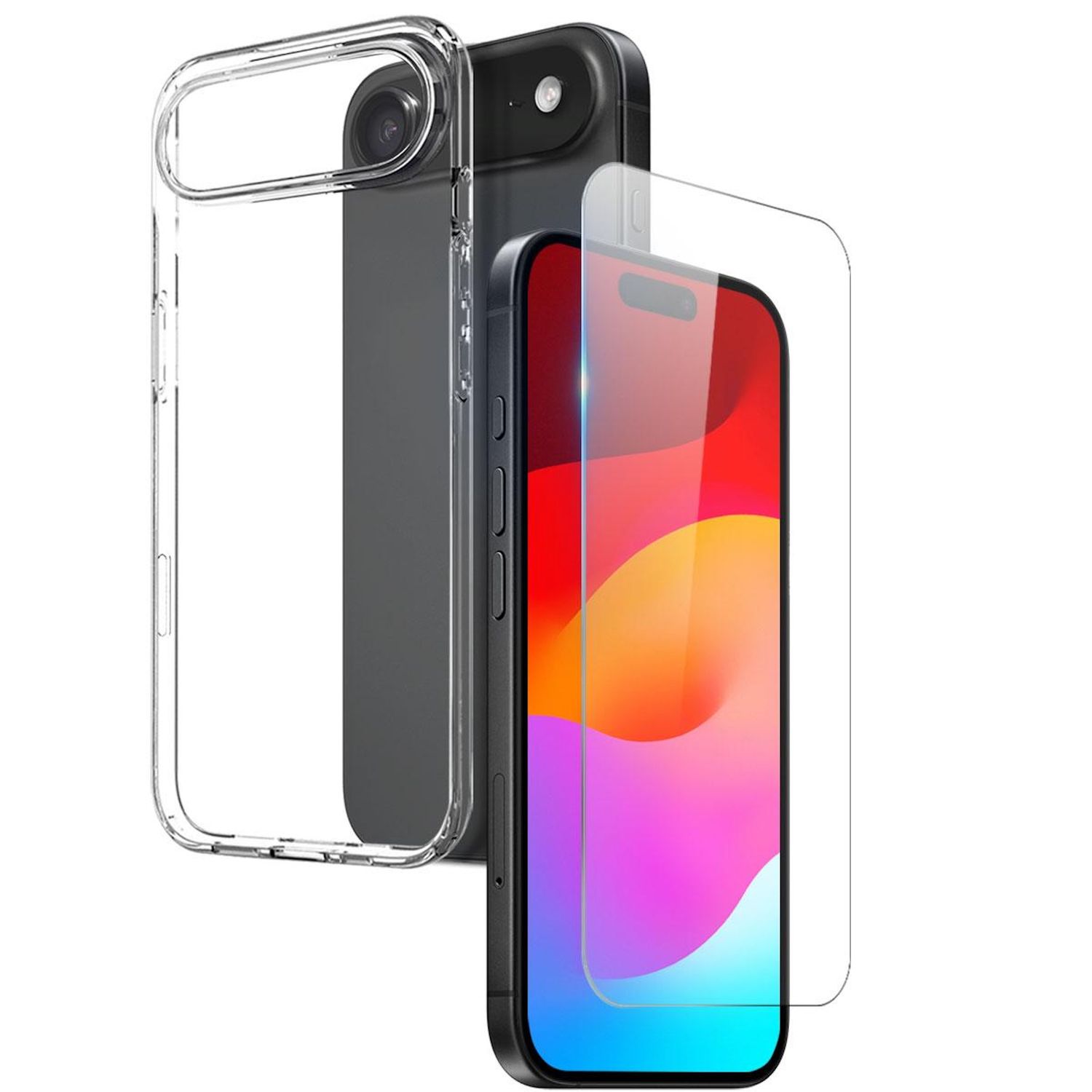F&uuml;r Apple iPhone 17 Air Silikon TPU H&uuml;lle Transparent + 9H Hart Glas 