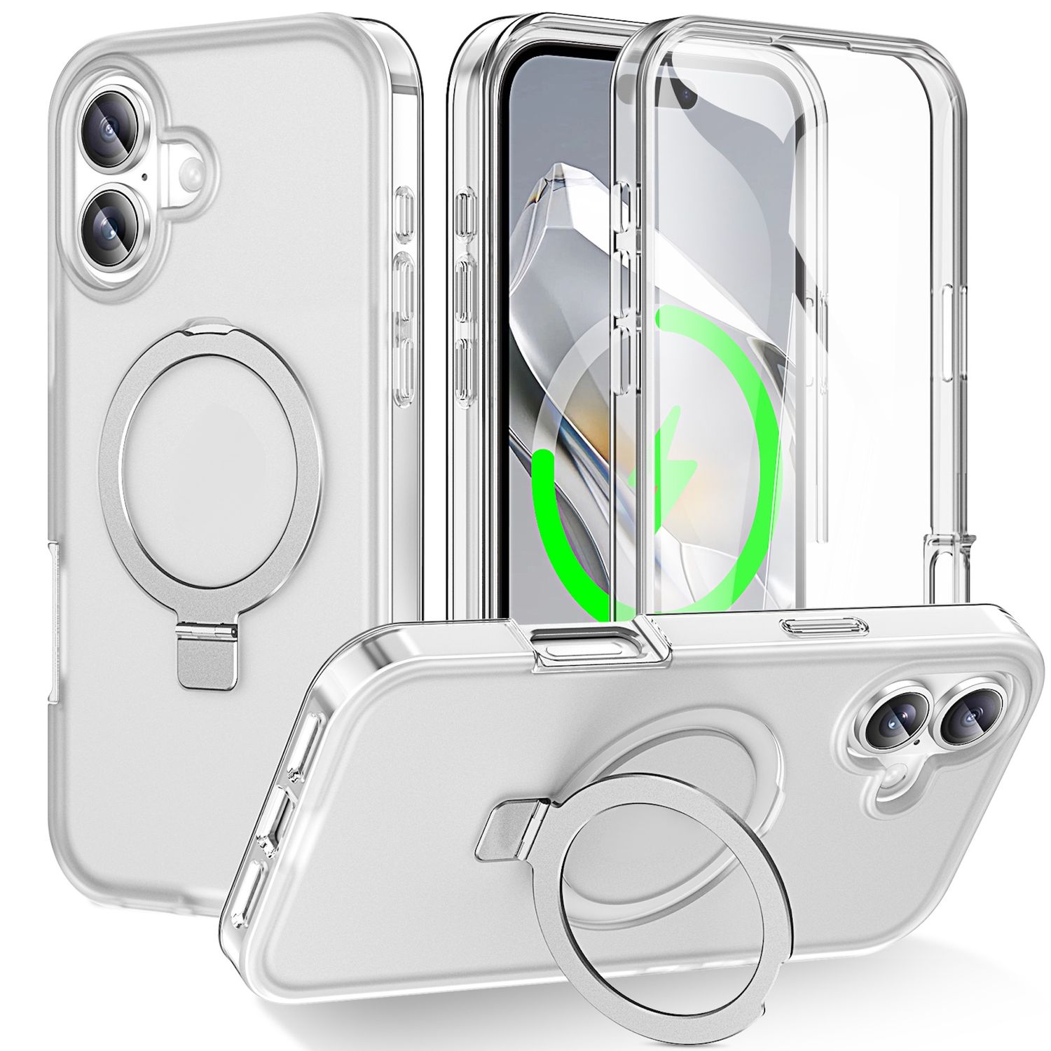 F&uuml;r Apple iPhone 17 Skin Feel MagSafe Ring Halter H&uuml;lle Transparent 