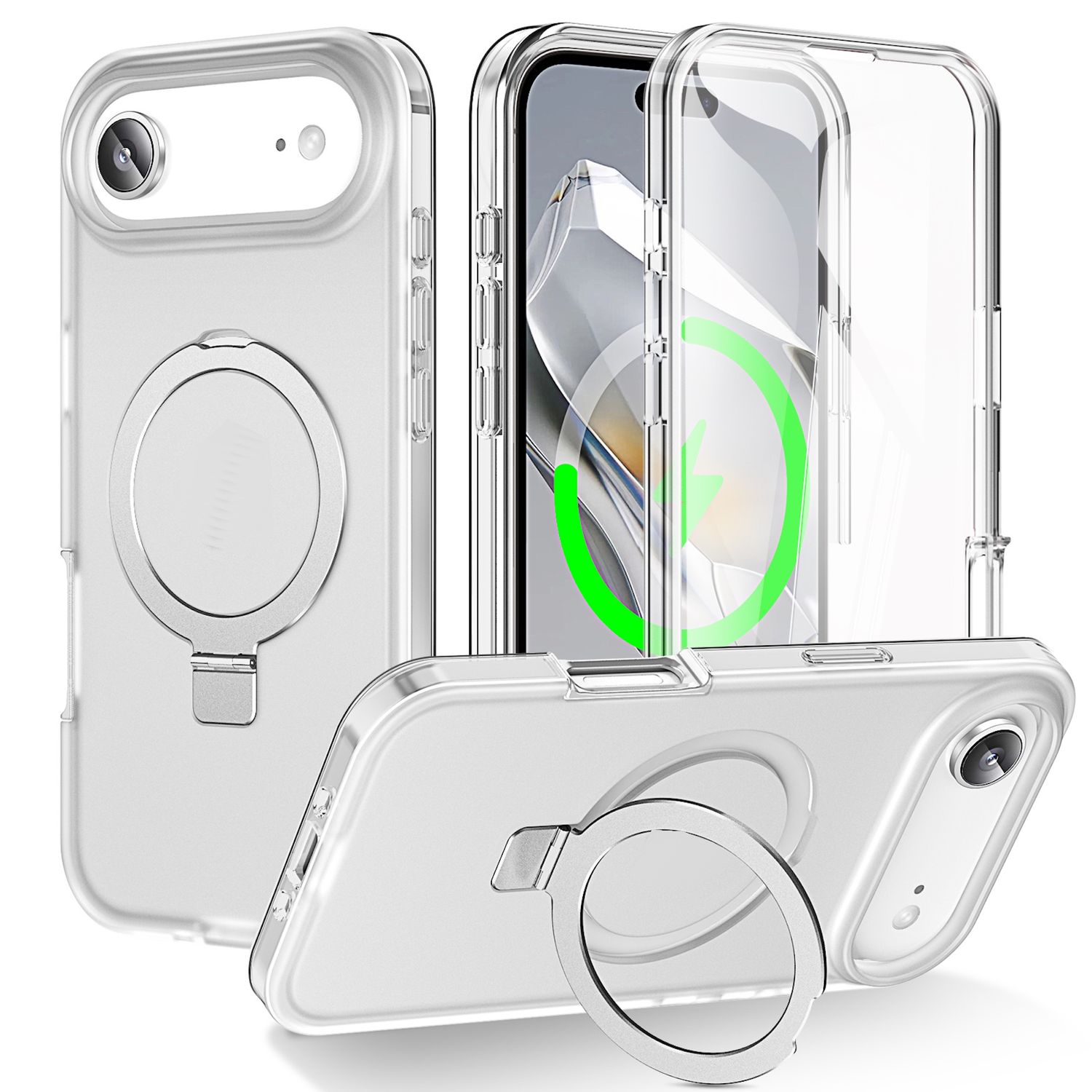 F&uuml;r Apple iPhone 17 Air Skin Feel MagSafe Ring 360 H&uuml;lle Transparent 