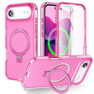 Für Apple iPhone 17 Air Skin Feel MagSafe Ring Halter 360 Hülle Pink 