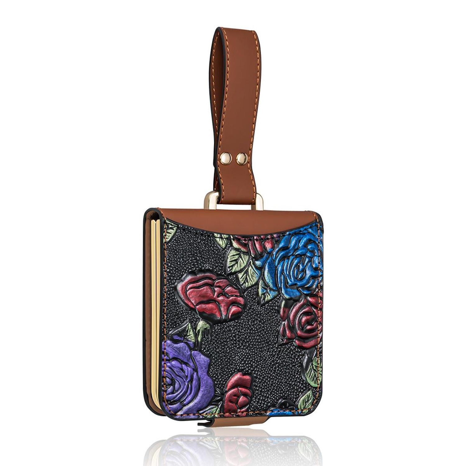 F&uuml;r Samsung Galaxy Z Flip7 Full Cover H&uuml;lle mit Trageschlaufe Braun 