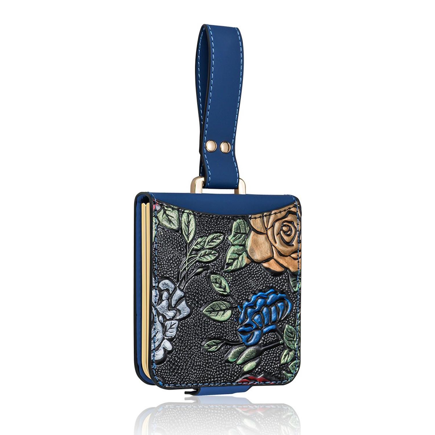 F&uuml;r Samsung Galaxy Z Flip7 Full Cover H&uuml;lle mit Trageschlaufe Blau 