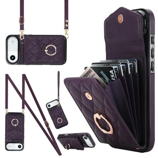 Für Apple iPhone 17 Air Crossbody Kunstleder Rhombic Design Hülle Lila 