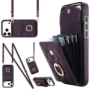 Für Apple iPhone 17 Pro Max Crossbody Kunstleder Rhombic Hülle Lila 