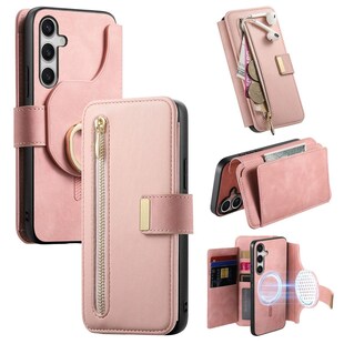 Für Samsung Galaxy S25 FE 5G MagSafe Kunstleder Wallet Hülle Rosa 
