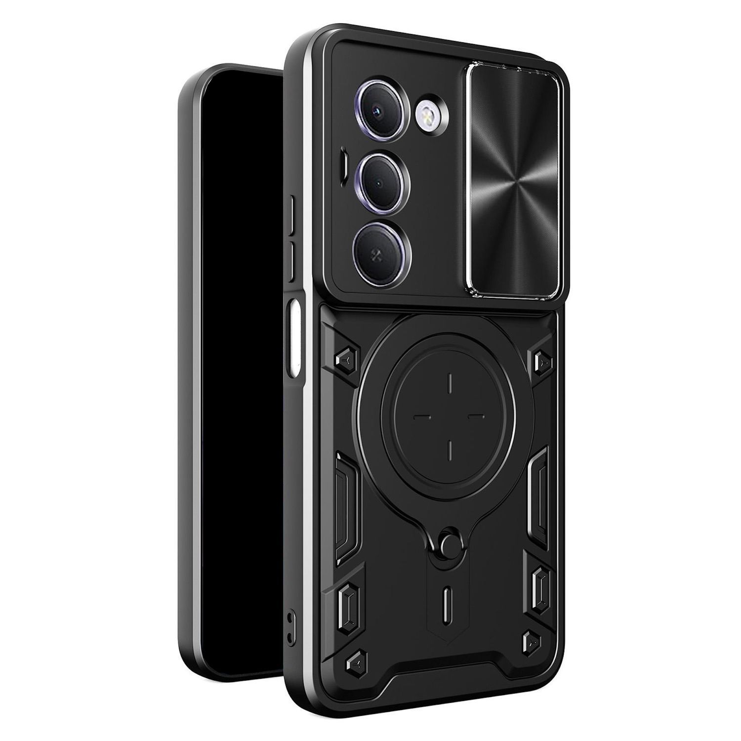 F&uuml;r Xiaomi Redmi 15C 5G / 4G Sliding Kamera TPU PC Ring H&uuml;lle Schwarz 