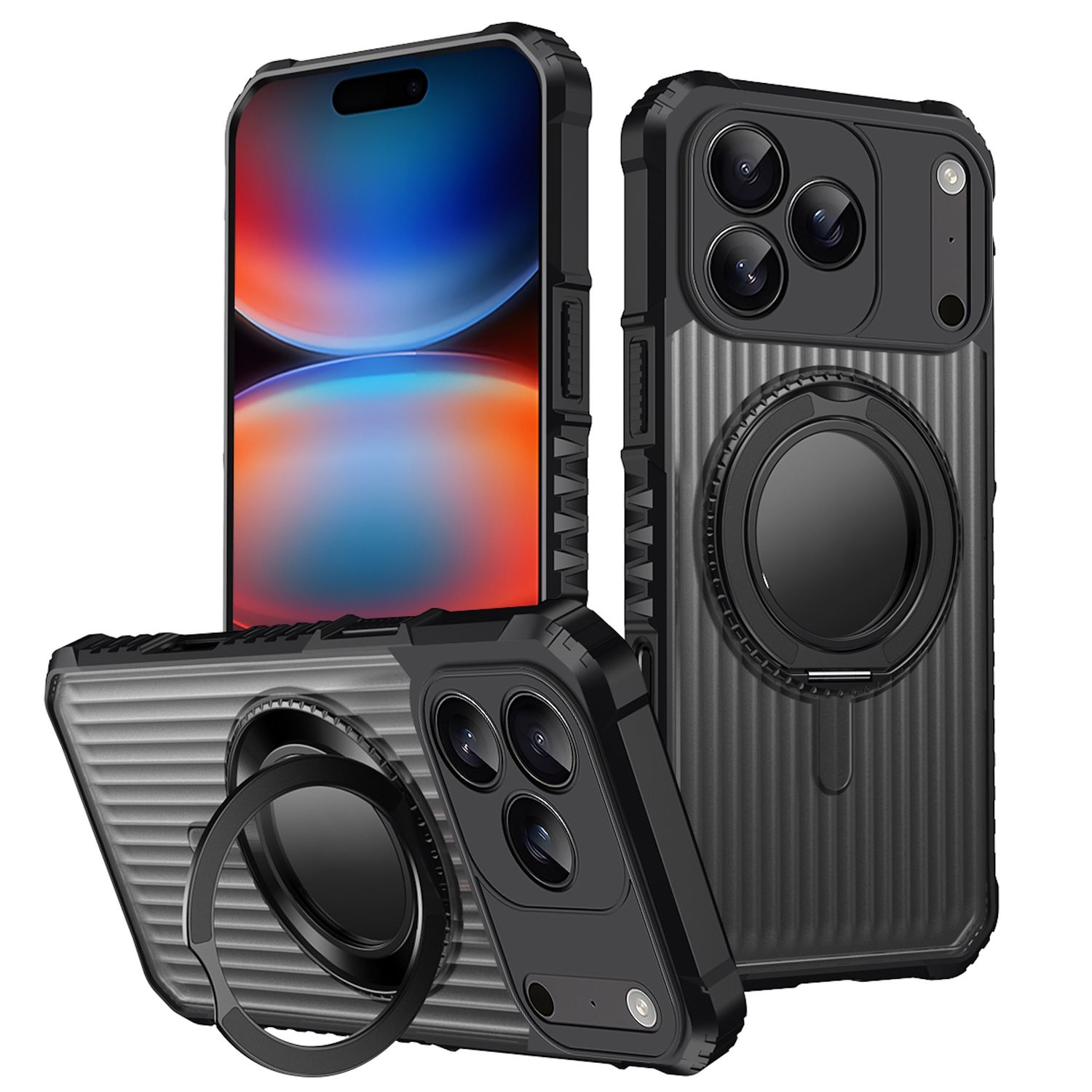 F&uuml;r Apple iPhone 17 Pro MagSafe 360 Grad Ring Halter H&uuml;lle Schwarz 