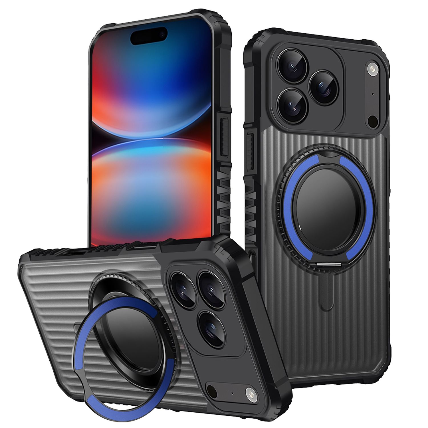 F&uuml;r Apple iPhone 17 Pro MagSafe 360 Grad Ring Halter Schutz H&uuml;lle Blau 