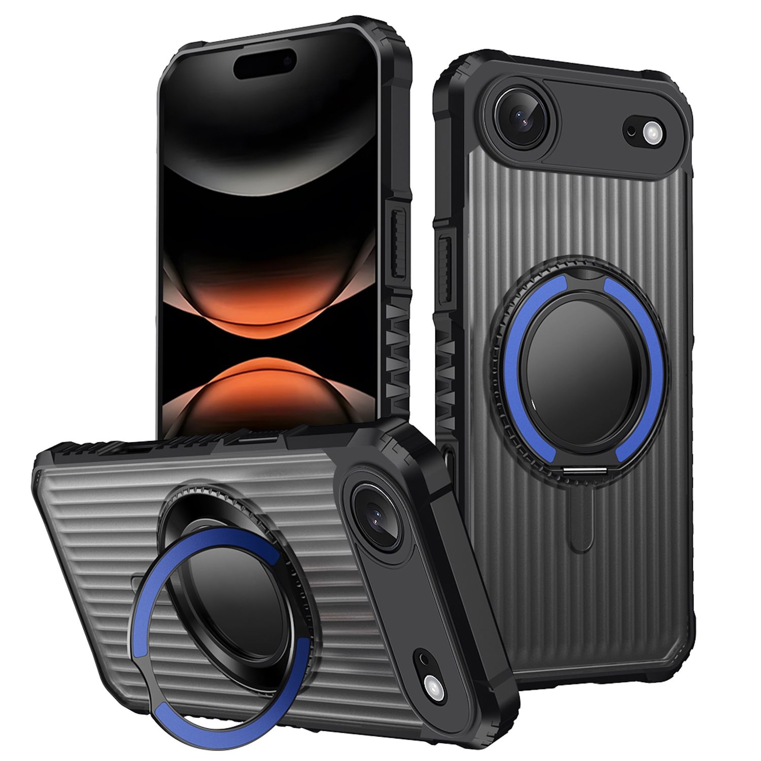 F&uuml;r Apple iPhone 17 Air MagSafe 360 Grad Ring Halter Schutz H&uuml;lle Blau 