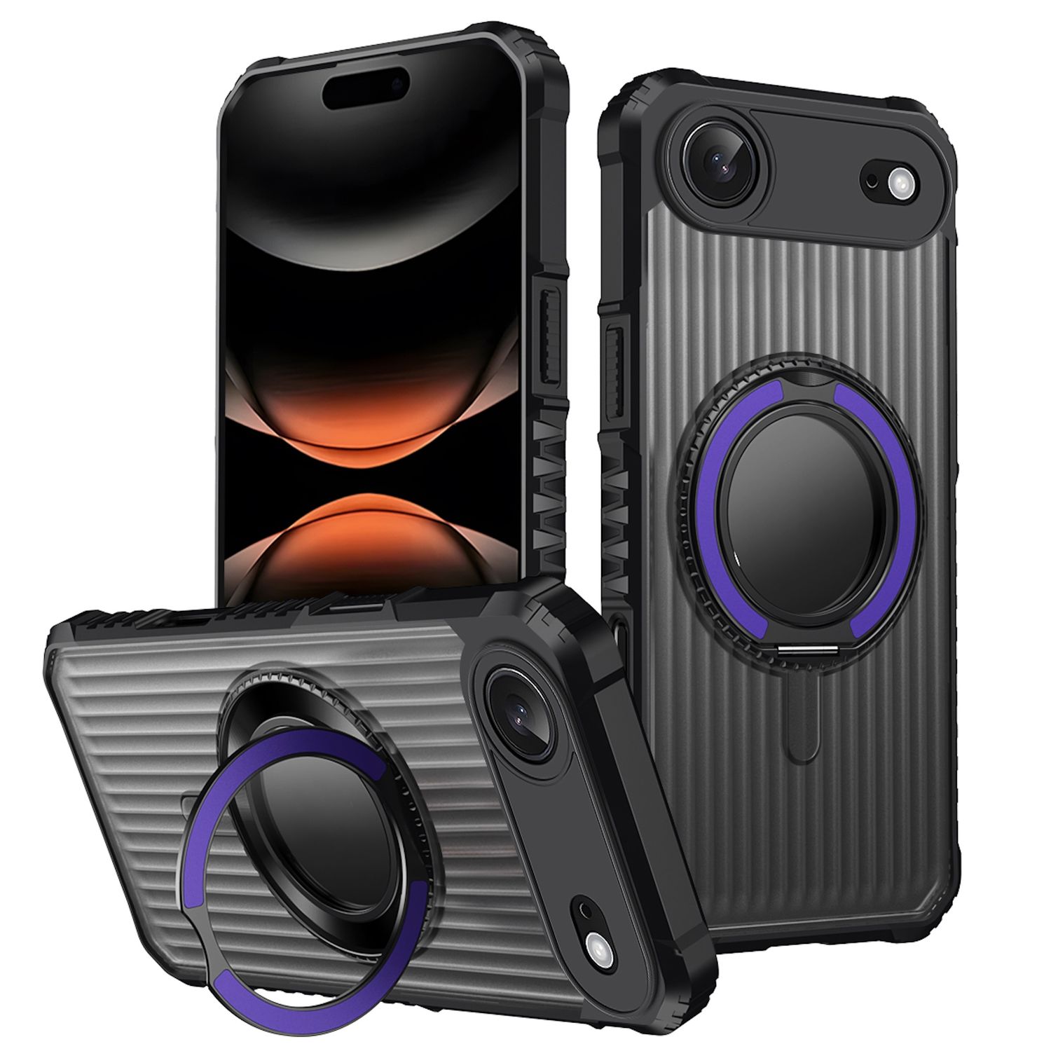 F&uuml;r Apple iPhone 17 Air MagSafe 360 Grad Ring Halter Schutz H&uuml;lle Lila 