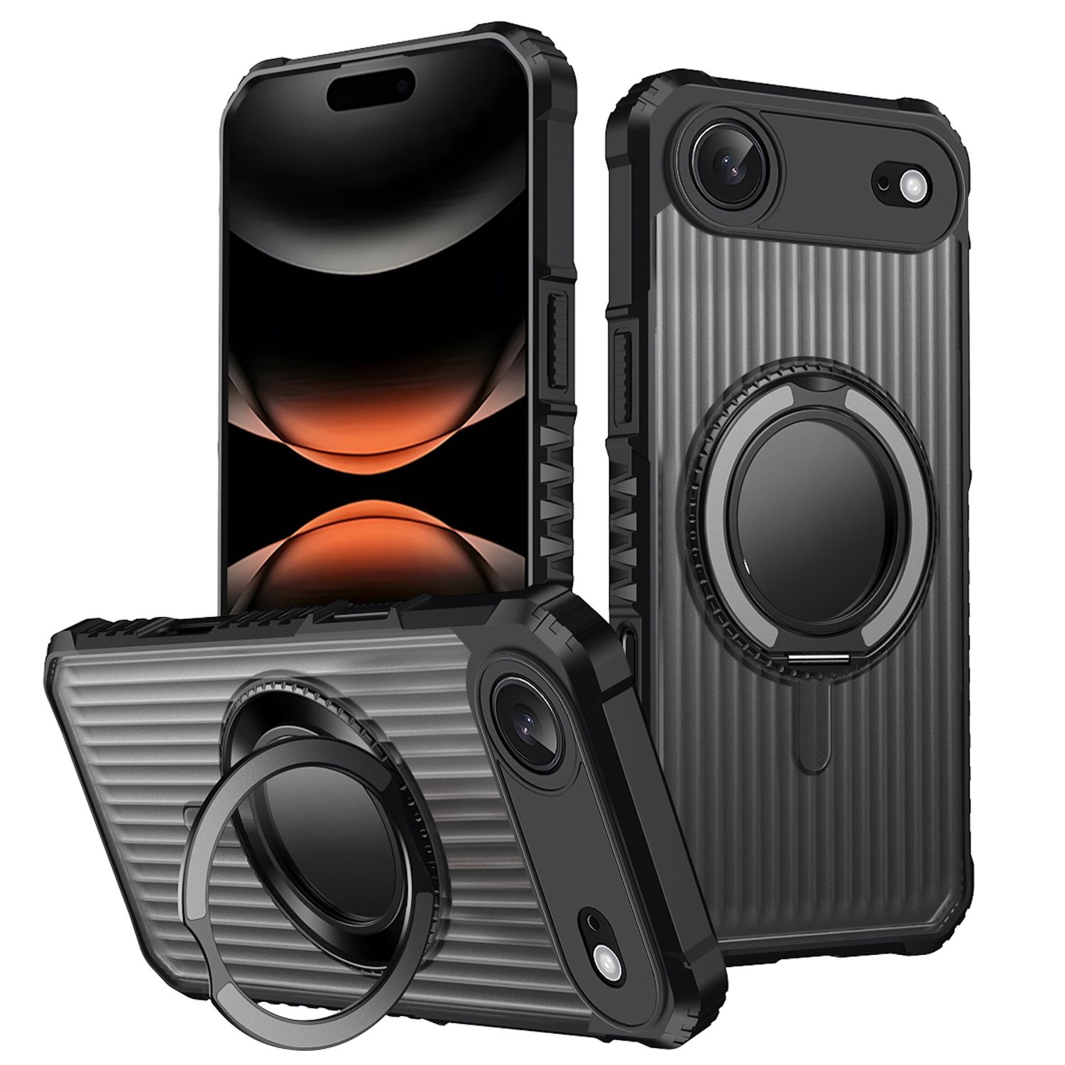 F&uuml;r Apple iPhone 17 Air MagSafe 360 Grad Ring Halter Schutz H&uuml;lle Grau 