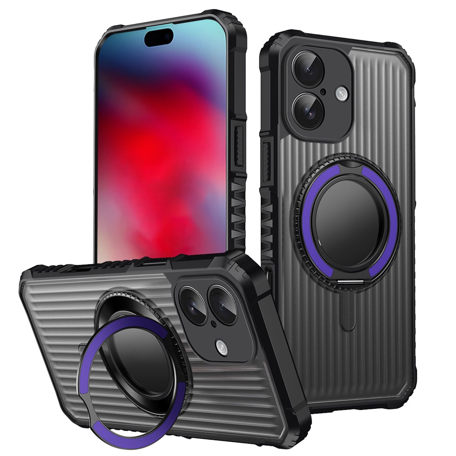 F&uuml;r Apple iPhone 17 MagSafe 360 Grad Ring Halter Schutz H&uuml;lle Lila 