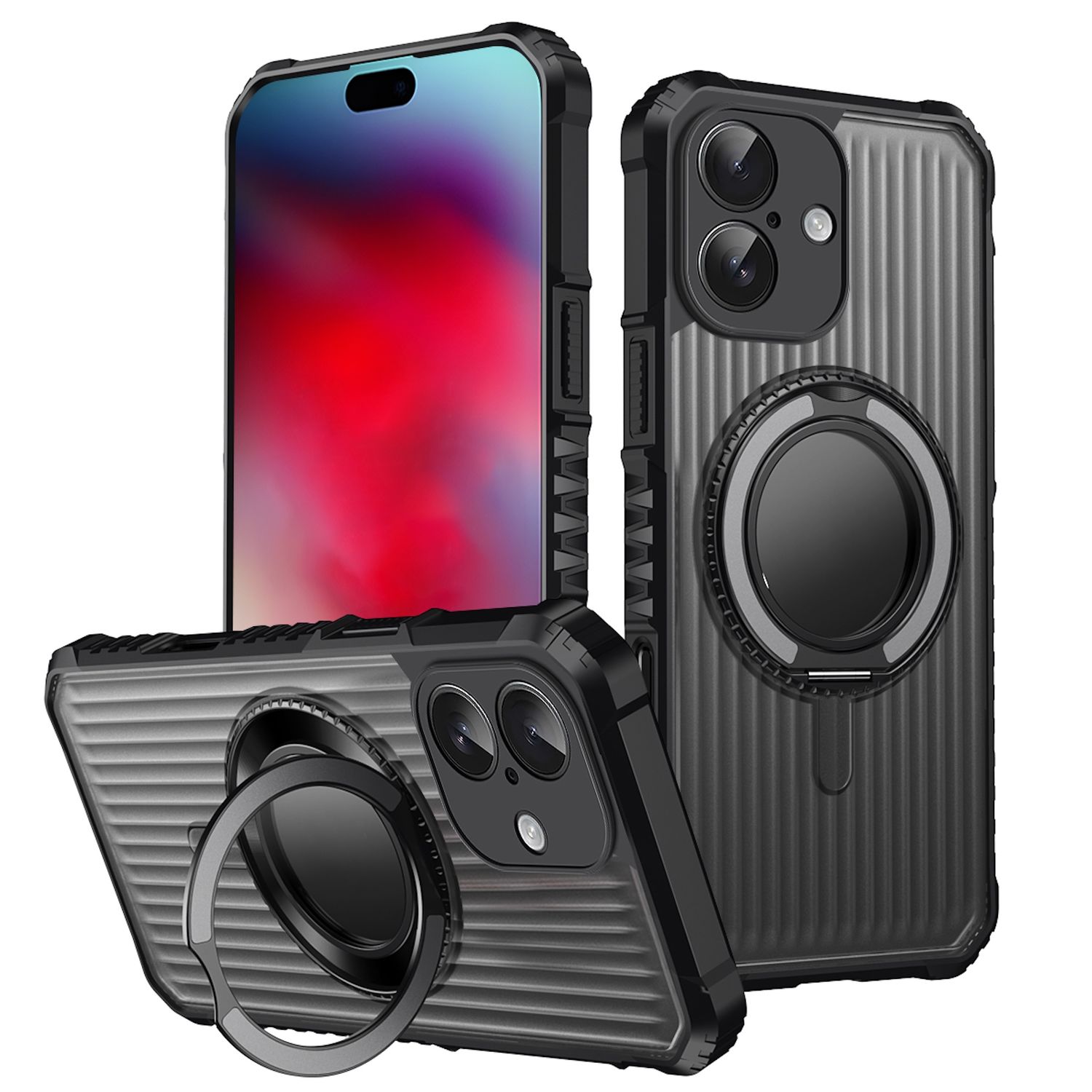 F&uuml;r Apple iPhone 17 MagSafe 360 Grad Ring Halter Schutz H&uuml;lle Grau 