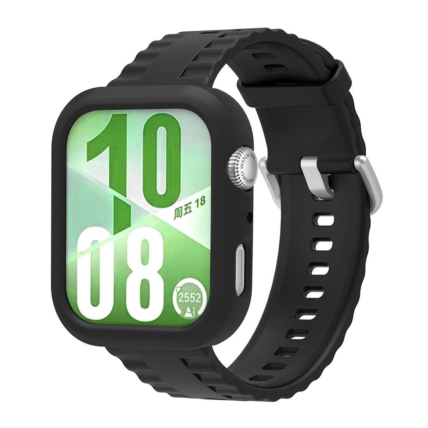 F&uuml;r Huawei Watch Fit 4 Silikon H&uuml;lle mit integriertem Armband Schwarz 