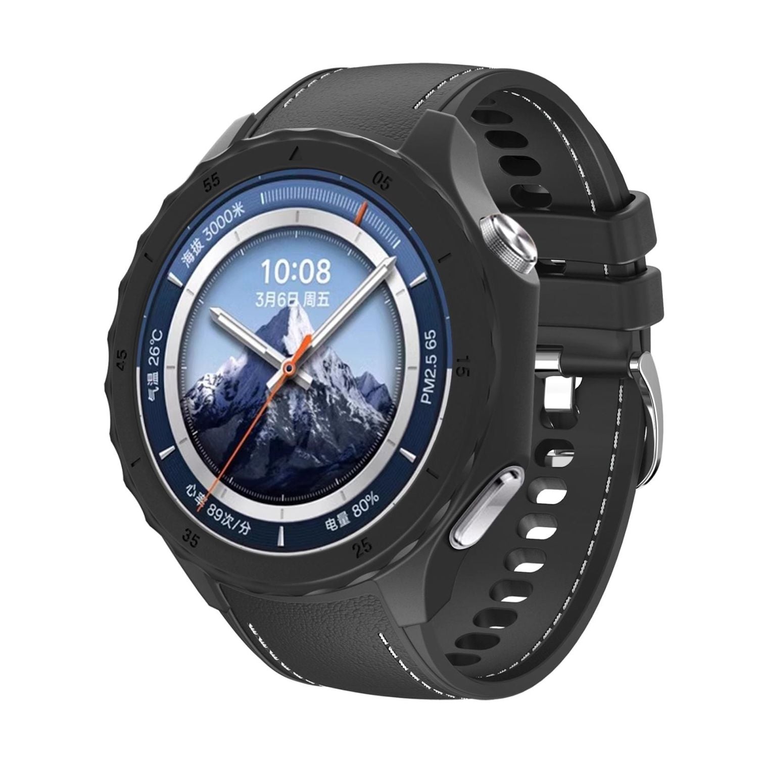 F&uuml;r OPPO Watch X2 Silikon H&uuml;lle mit integriertem Armband Schwarz 