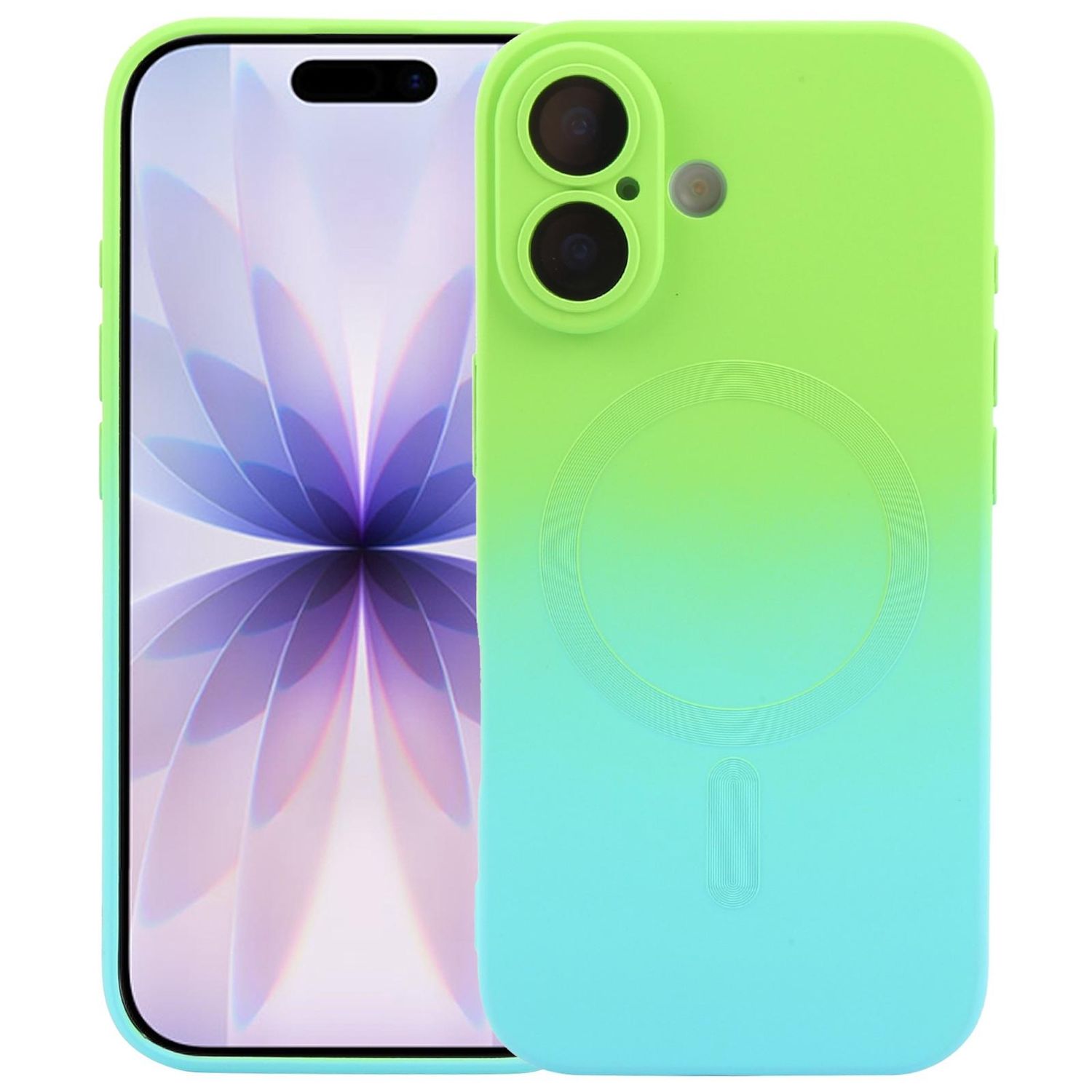 F&uuml;r Apple iPhone 17 Silikon MagSafe H&uuml;lle Farbverlauf & Linsenschutz 