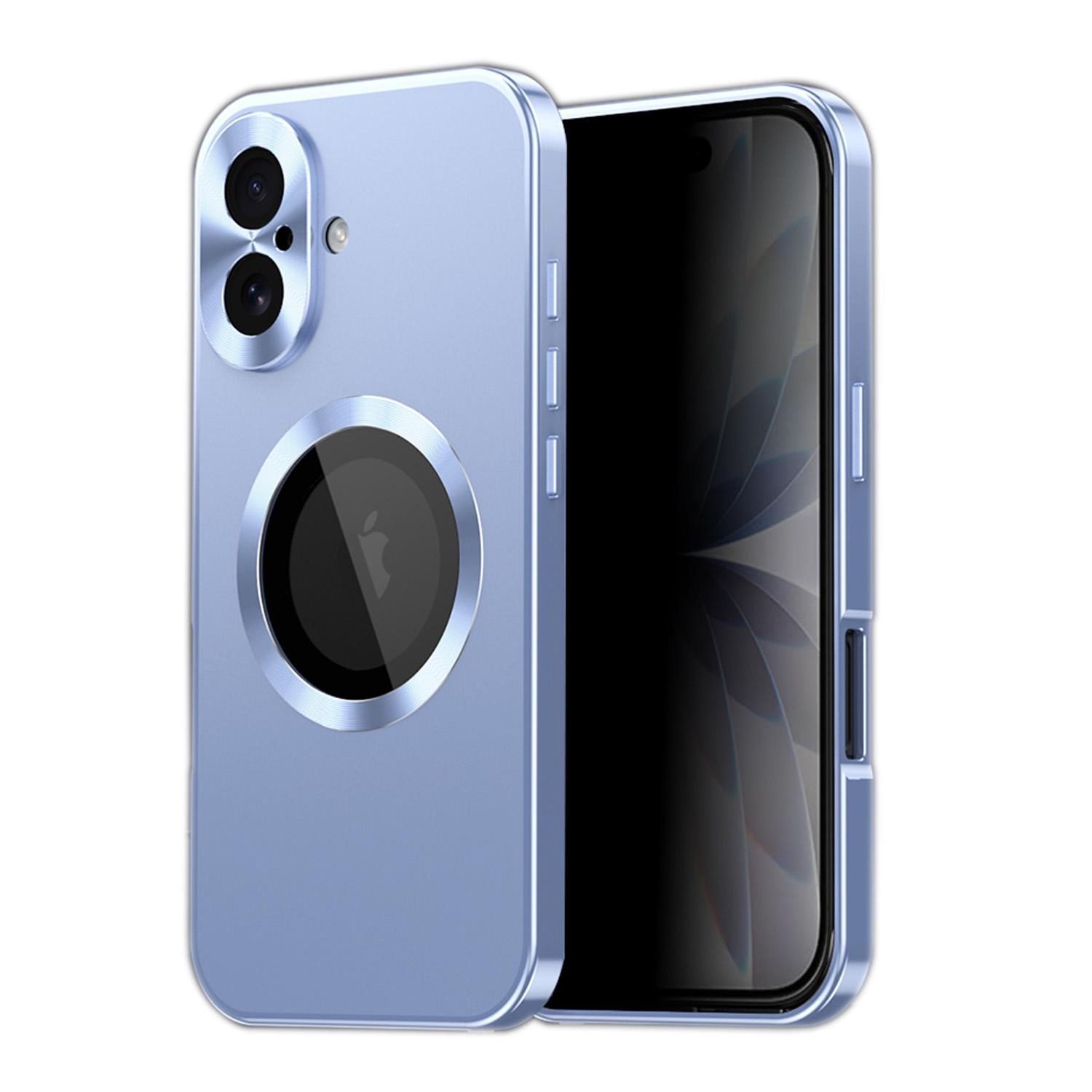 F&uuml;r Apple iPhone 17 Full Cover MagSafe H&uuml;lle Metallrahmen Blau 