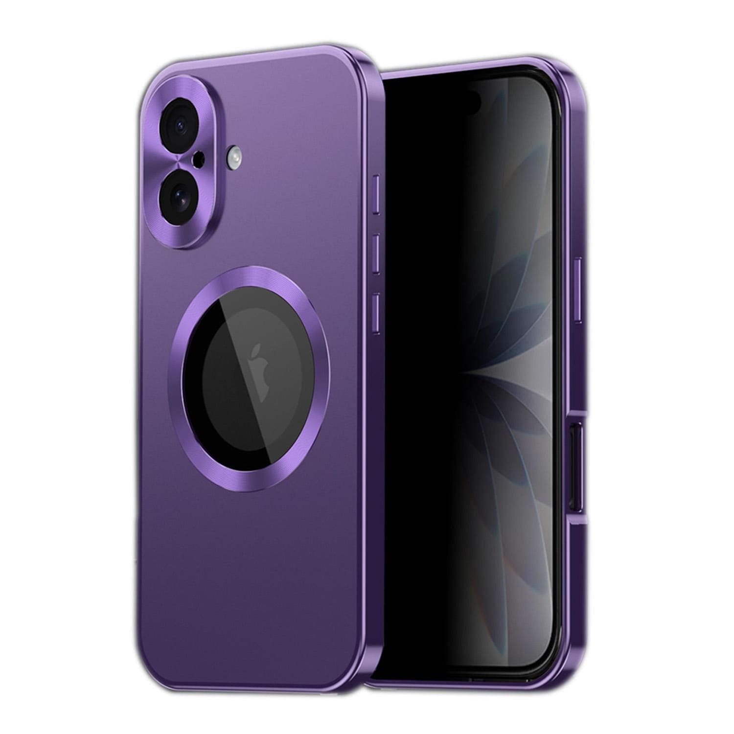 F&uuml;r Apple iPhone 17 Full Cover MagSafe H&uuml;lle Metallrahmen Lila 