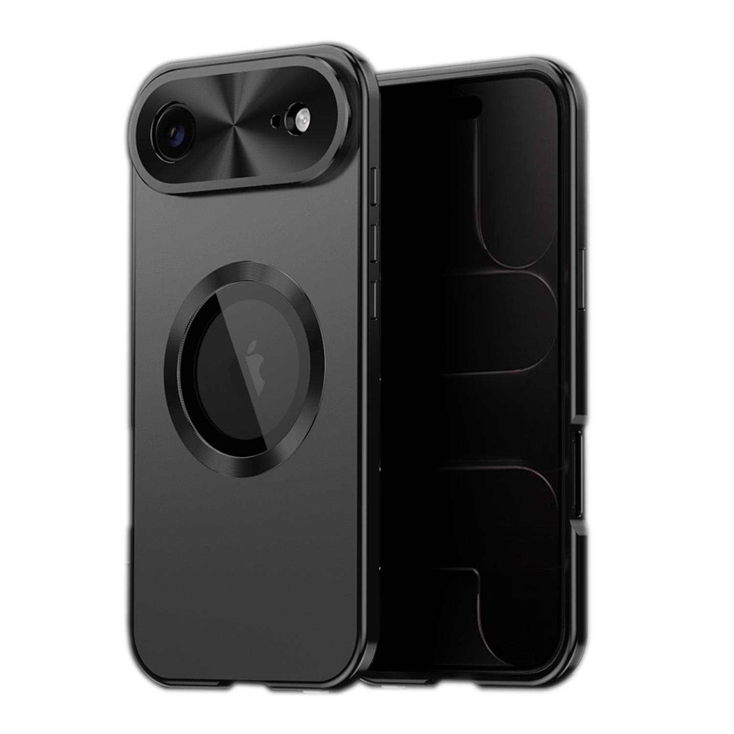 F&uuml;r Apple iPhone 17 Air Full Cover MagSafe H&uuml;lle Metallrahmen Schwarz 