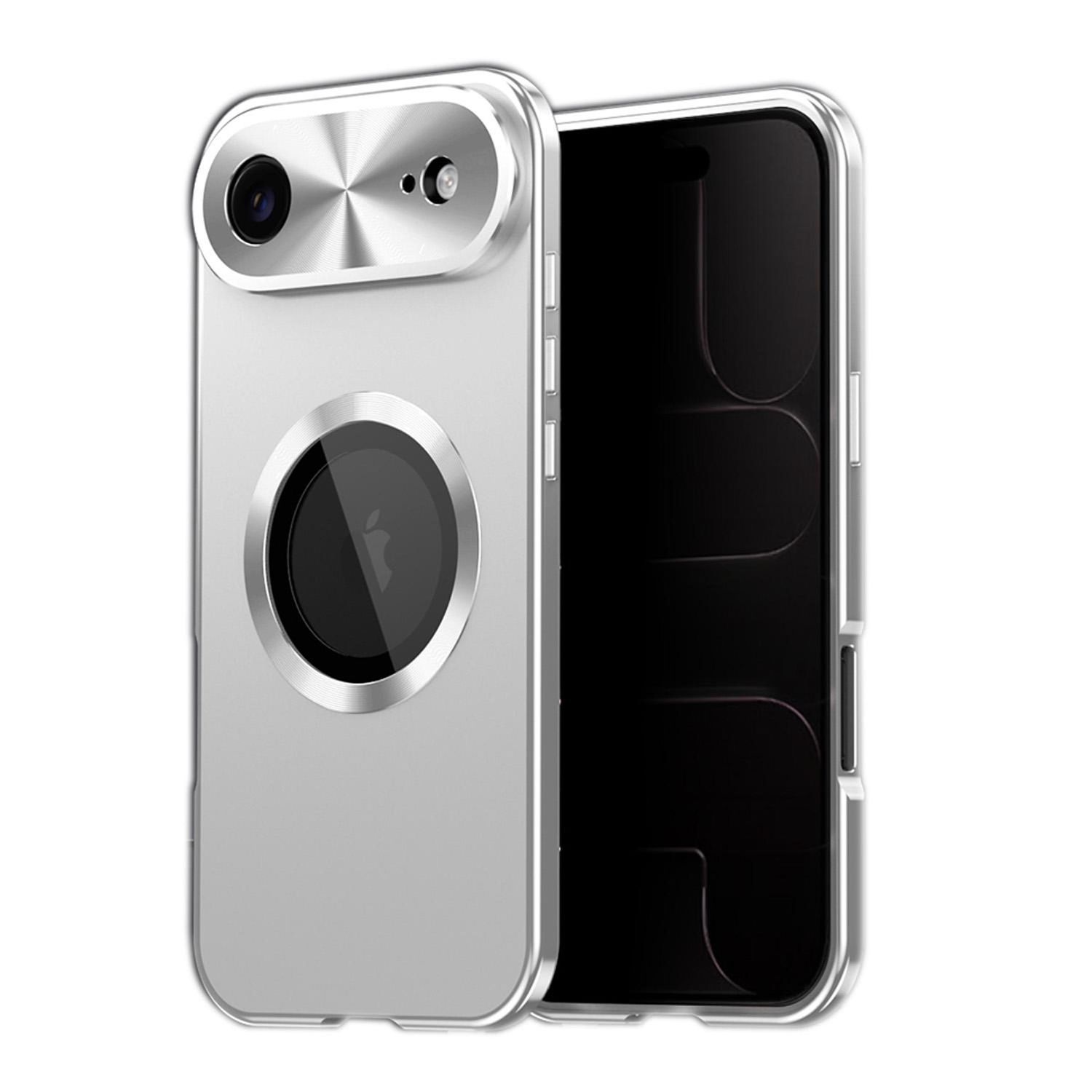 F&uuml;r Apple iPhone 17 Air Full Cover MagSafe H&uuml;lle Metallrahmen Silber 