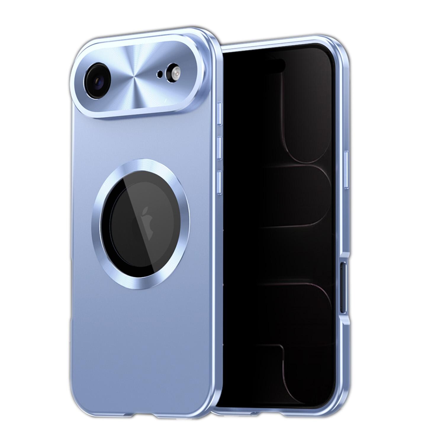 F&uuml;r Apple iPhone 17 Air Full Cover MagSafe H&uuml;lle Metallrahmen Blau 