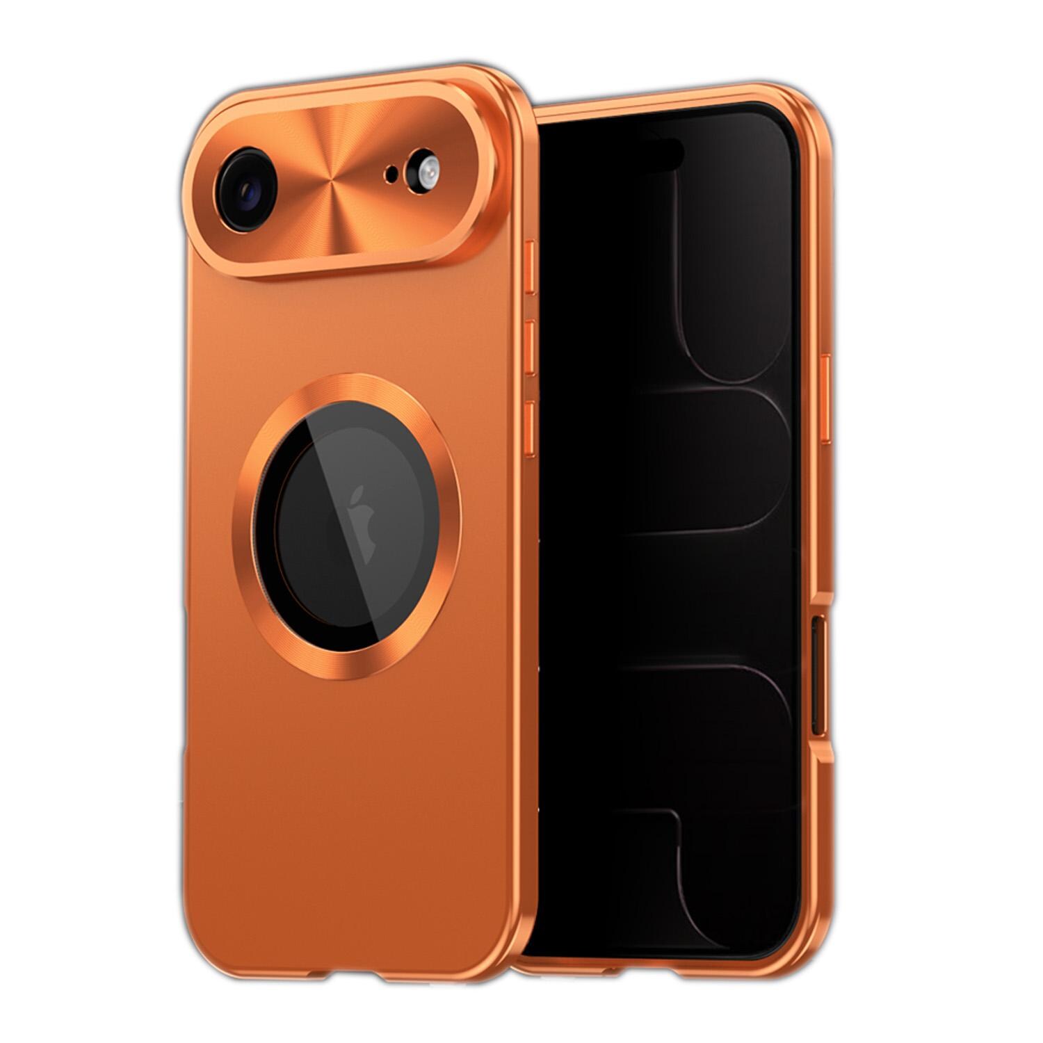 F&uuml;r Apple iPhone 17 Air Full Cover MagSafe H&uuml;lle Metallrahmen Orange 